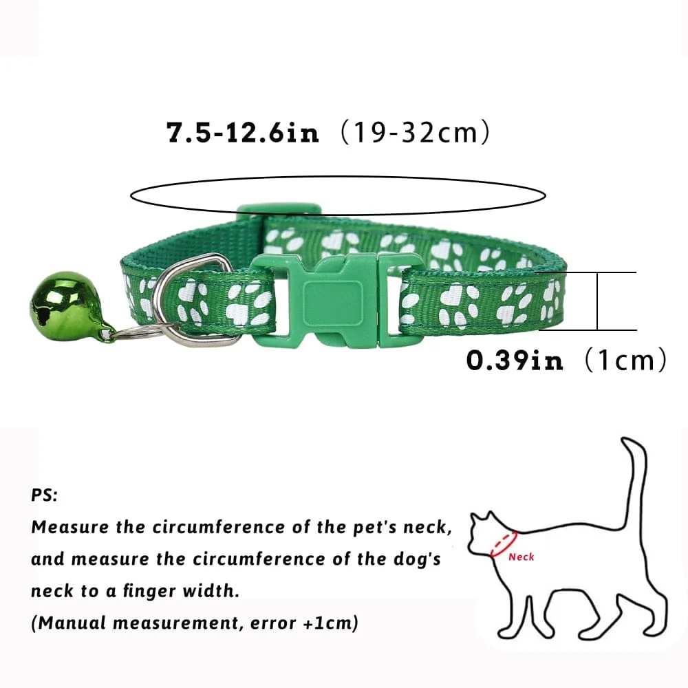 Pet Collar With Bell Cartoon Footprint Colorful - Image 24