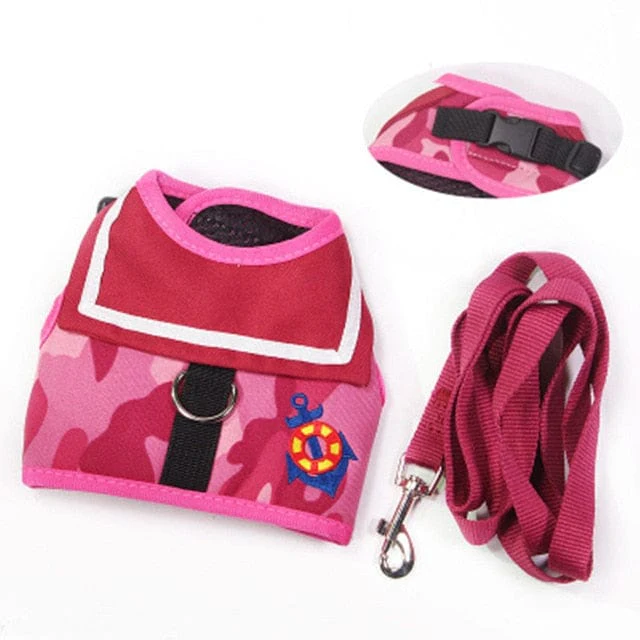 Pet Dog Clothes Soft Breathable Navy Style Leash Set - Image 9