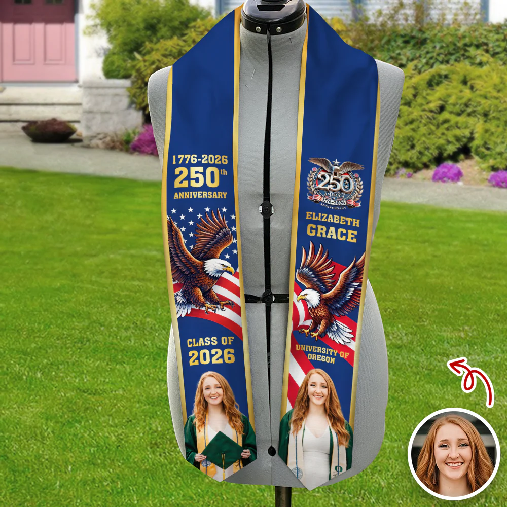 Custom Photo Class Of 2026 With US 250 Years Graduation Stole HO82 901480 - Image 2