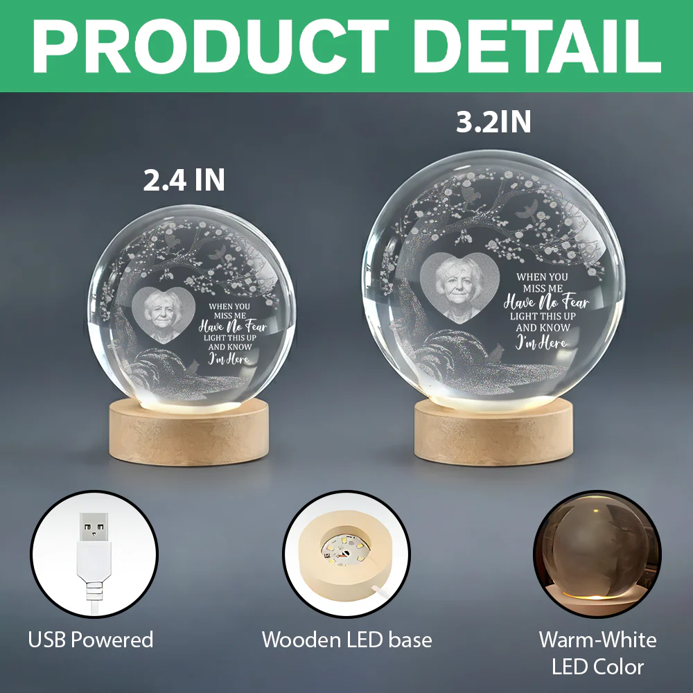 Custom Photo Engraved Crystal Ball LED Night Light Personalized Memorial Gift HO82 901420 - Image 8
