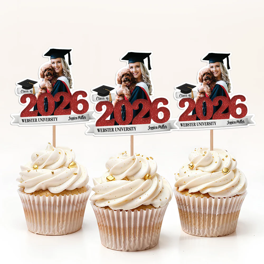 Custom Photo Graduation Cupcake Topper Class of 2026 College High School Graduation Gift HO82 901404 - Image 3