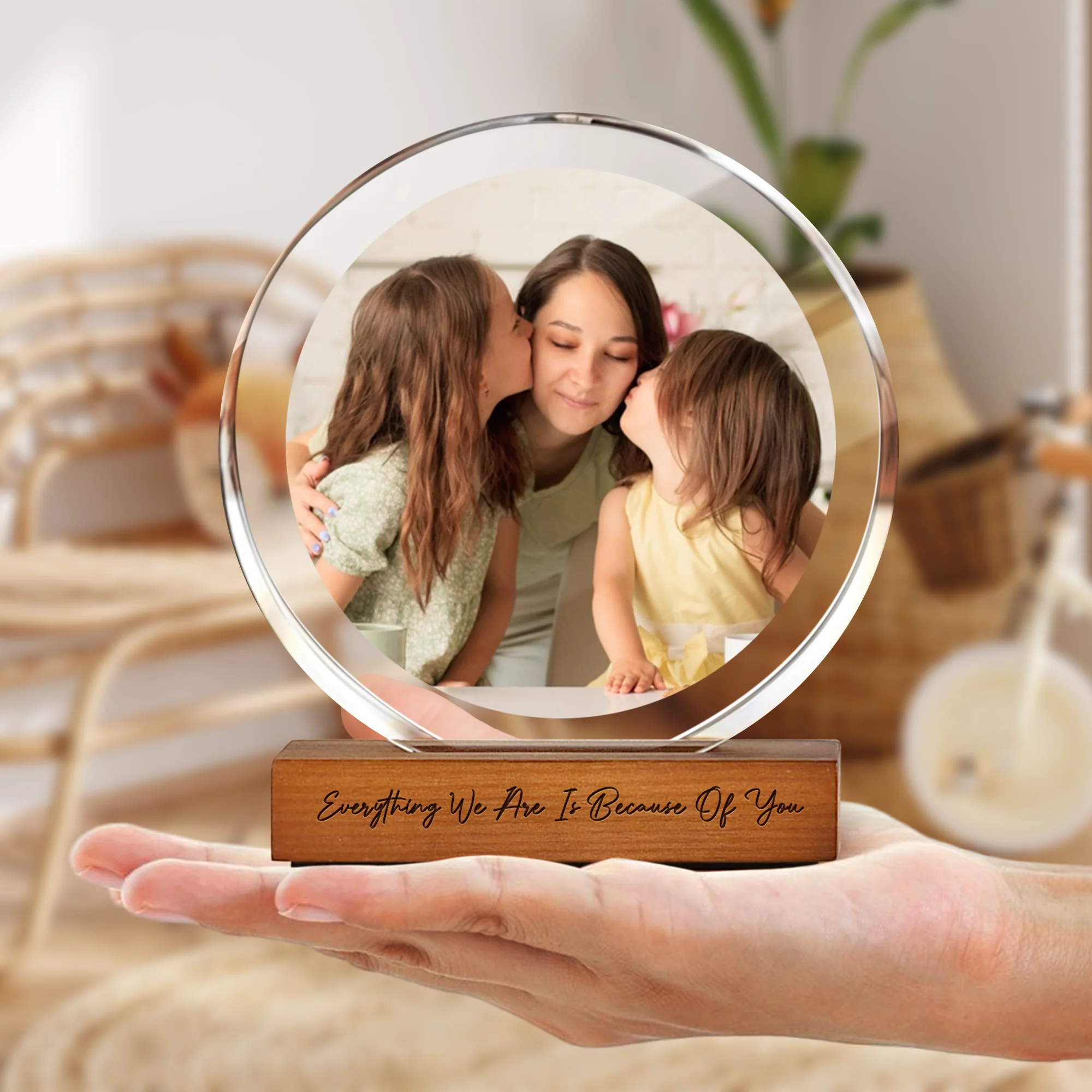 Custom Portrait Mom & Kid Photo Round Acrylic Frame Block - Personalized Gift for Mom, Mother's Day HO82 901494 - Image 5