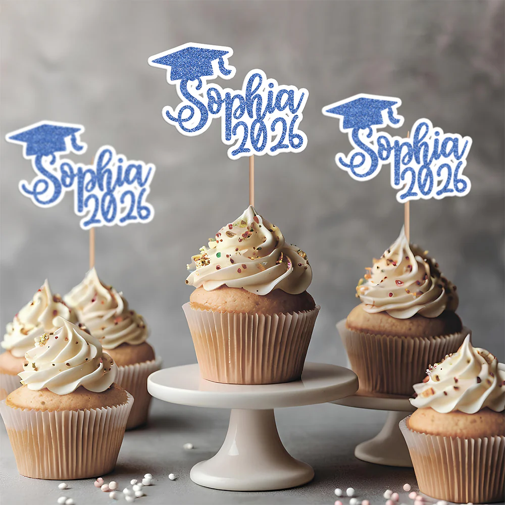 Personalised Class Of 2026 Glitter Bachelor Cap Cupcake Topper - Graduation Party Decorations for Graduates HO82 901492 - Image 2