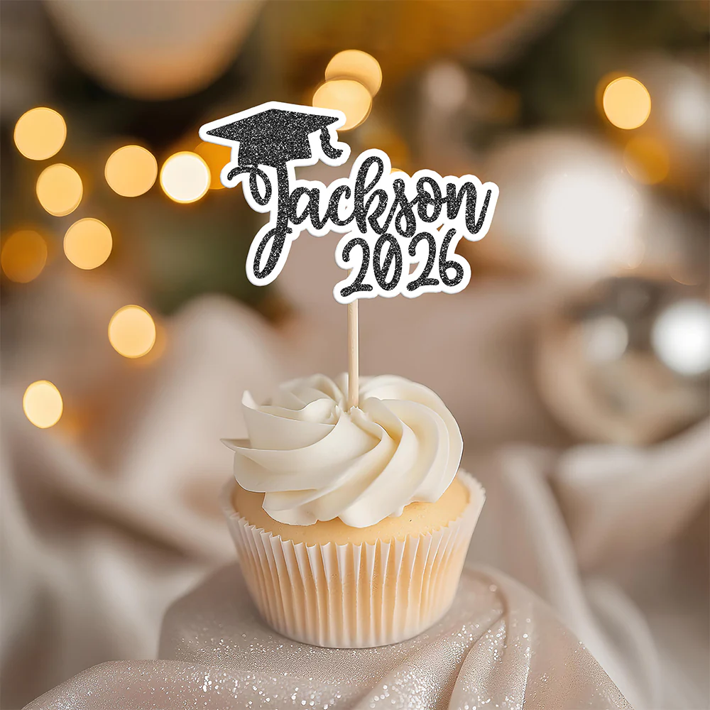 Personalised Class Of 2026 Glitter Bachelor Cap Cupcake Topper - Graduation Party Decorations for Graduates HO82 901492 - Image 5