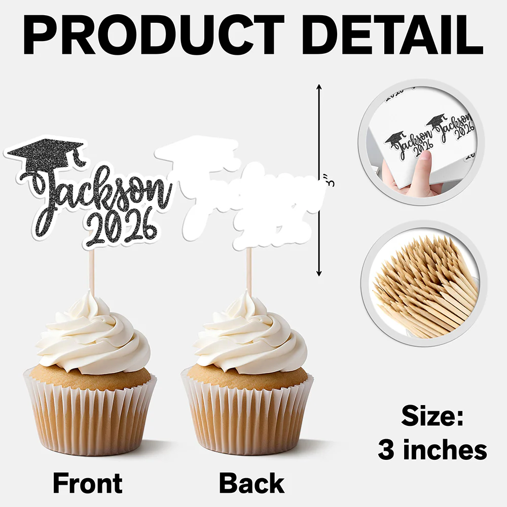 Personalised Class Of 2026 Glitter Bachelor Cap Cupcake Topper - Graduation Party Decorations for Graduates HO82 901492 - Image 9