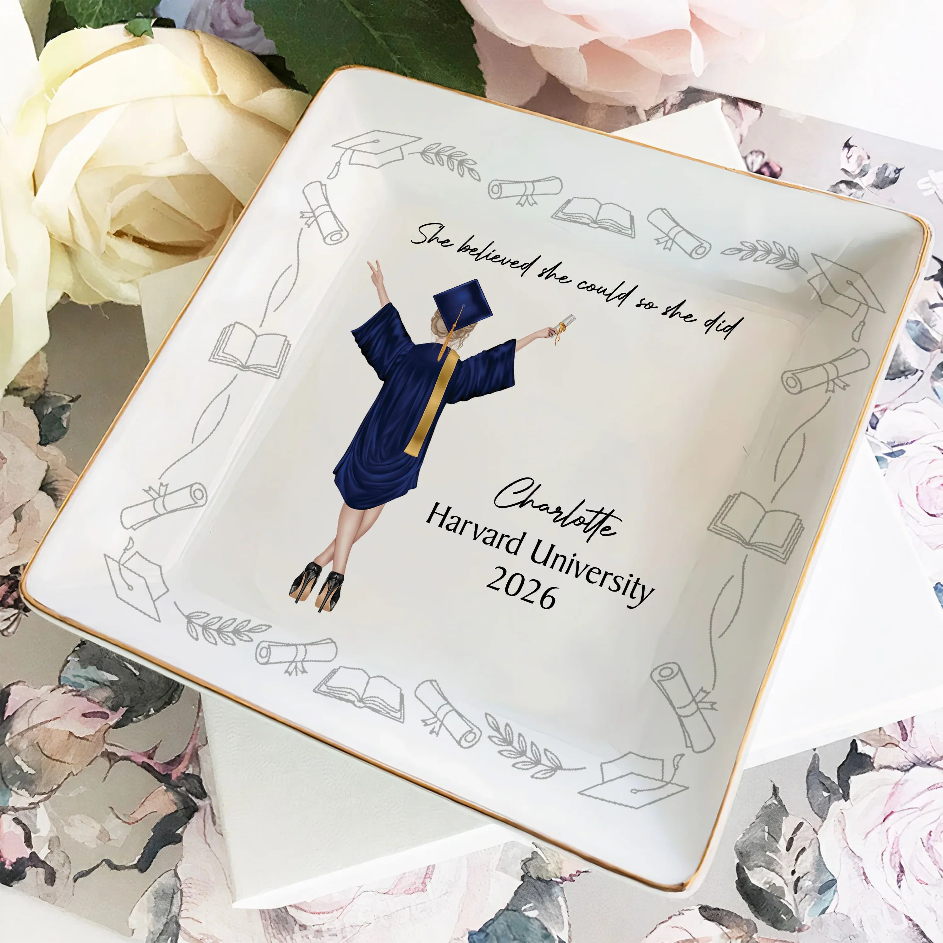 Personalized A Sweet Ending To A New Beginning Jewelry Dish Gift For Graduates LM32 899189 - Image 5