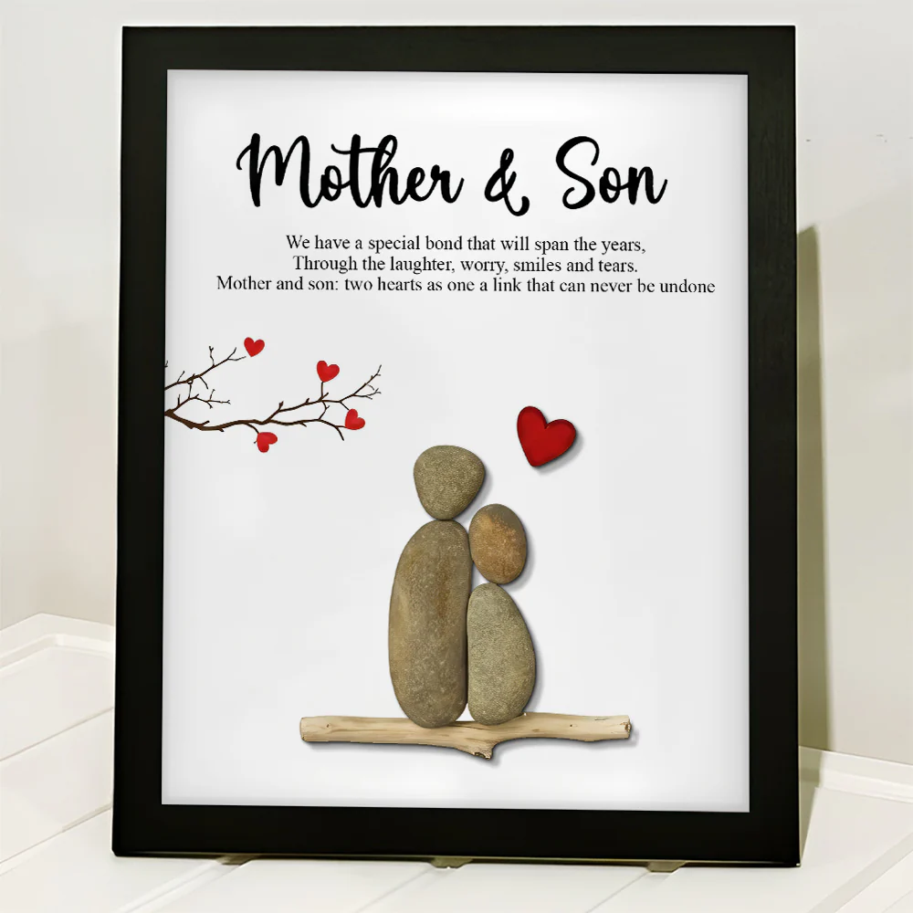 Personalized Mother & Son Pebble Art Picture Frame Heartfelt Gift for Mom TH10 898873 - Image 4