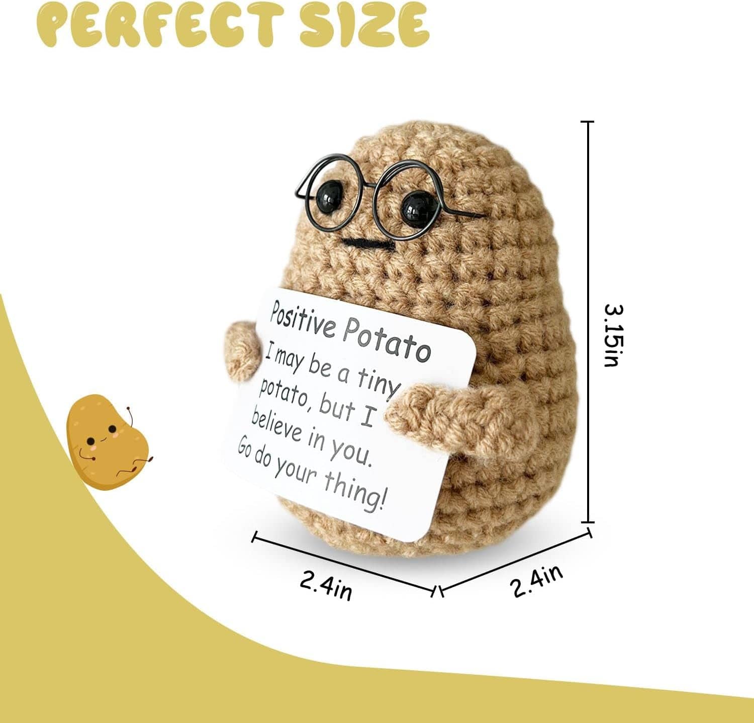 Positive Crochet Potato Funny Gifts with Positive Card for Cheer Up, Birthday Gifts for Friends Women, Graduation Gifts - Image 2