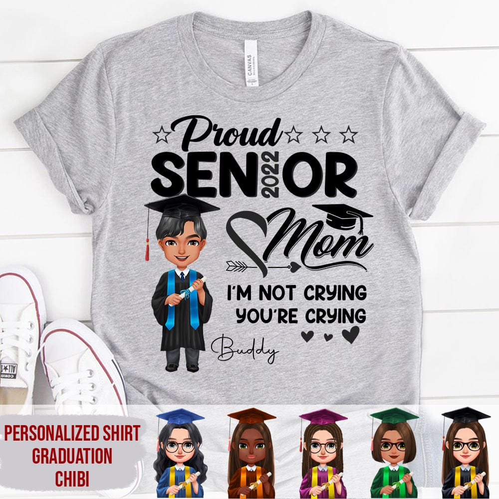 Proud of senior Mom Chibi Graduation Shirt 890679 - Image 2