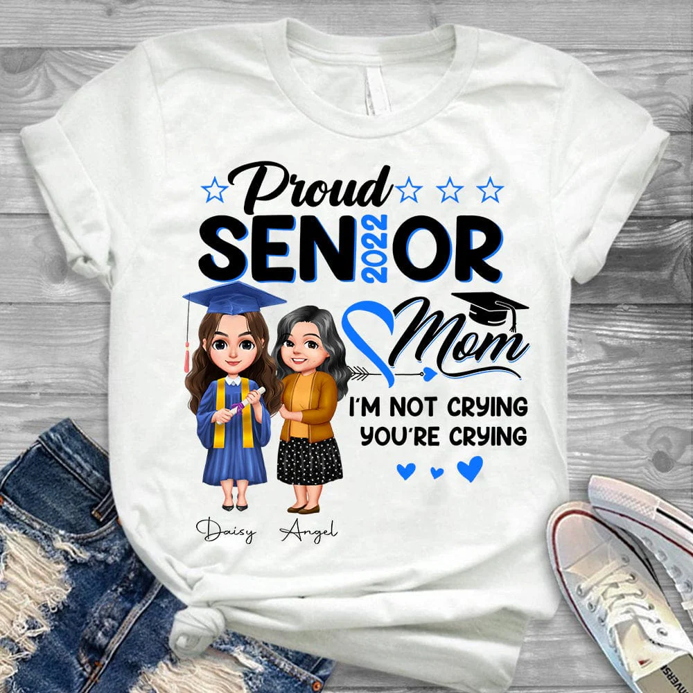Proud of senior Mom Chibi Graduation Shirt 890679 - Image 3