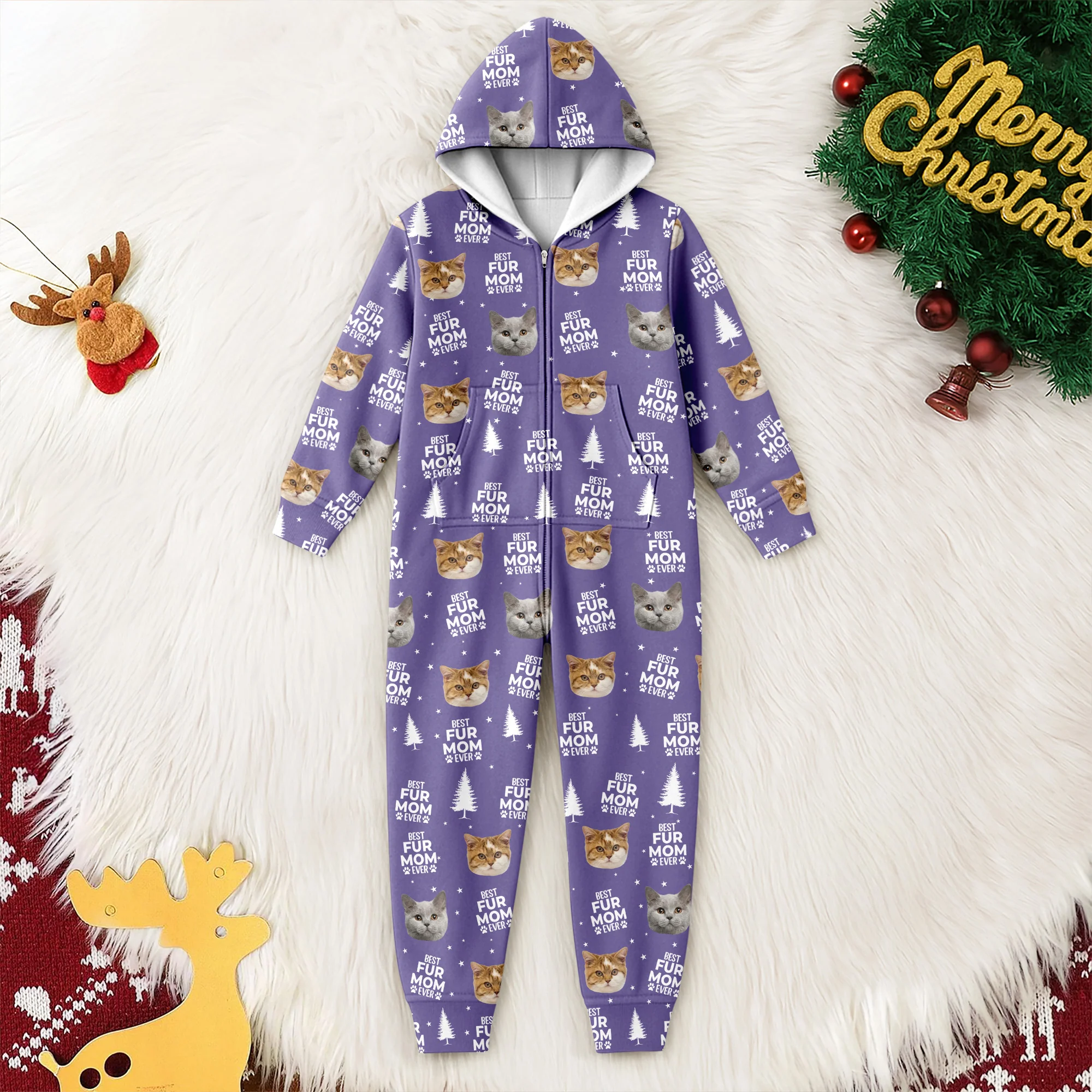 Custom Cat Face Photo Personalized Best Cat Dad Mom Onesie Pajamas CH07 896608 - Image 3