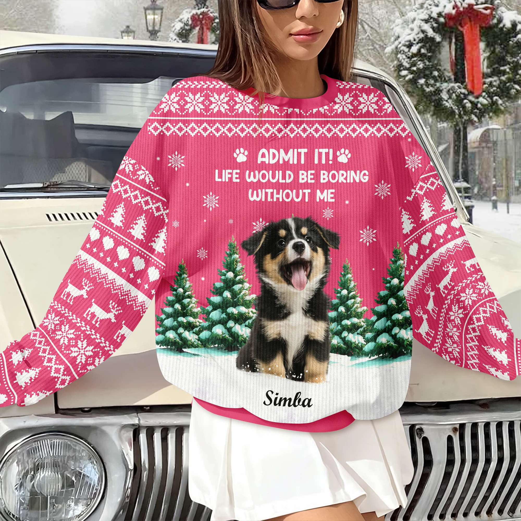 Custom Dog Photo Admit it! Life Would Be Boring Without Us Christmas Ugly Sweater CH07 896606 - Image 6