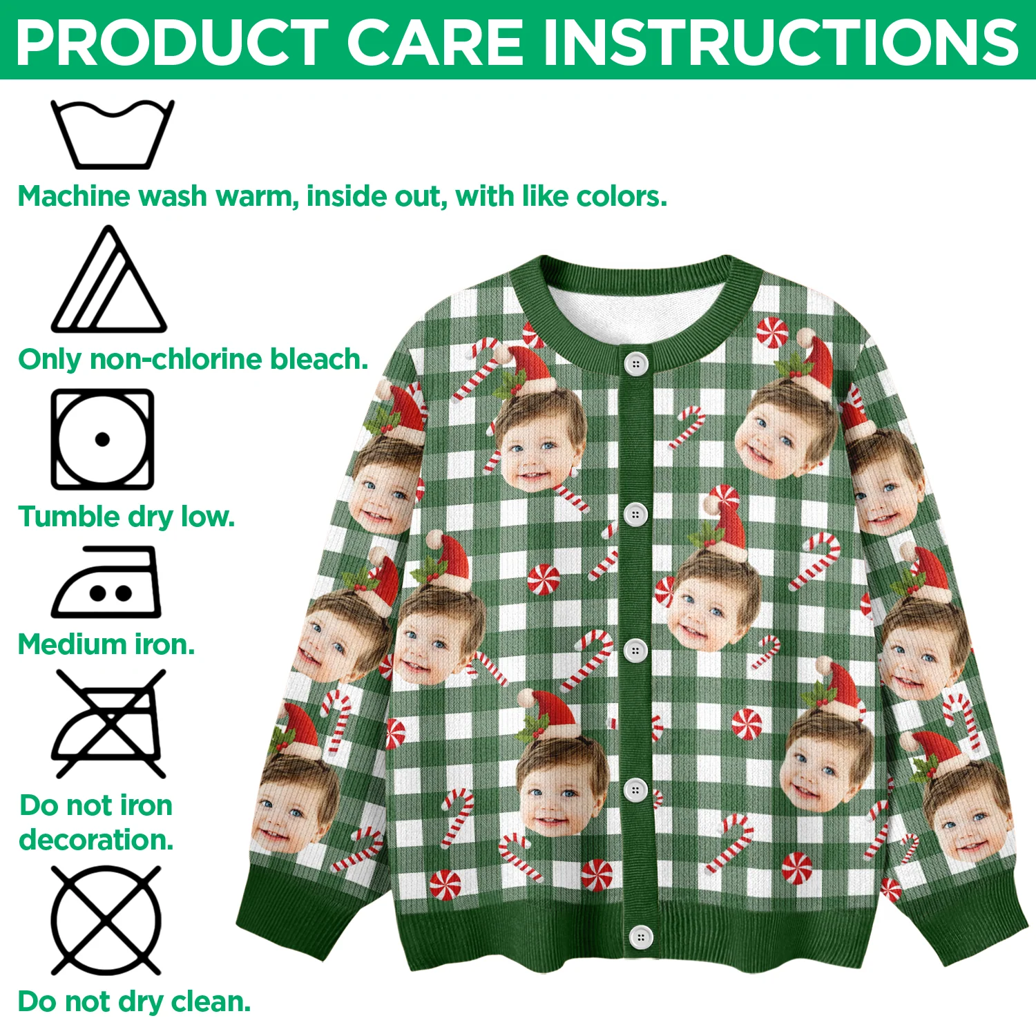 Custom Face Photo Christmas Pattern Cardigan Christmas Gift HO82 900398 - Image 4