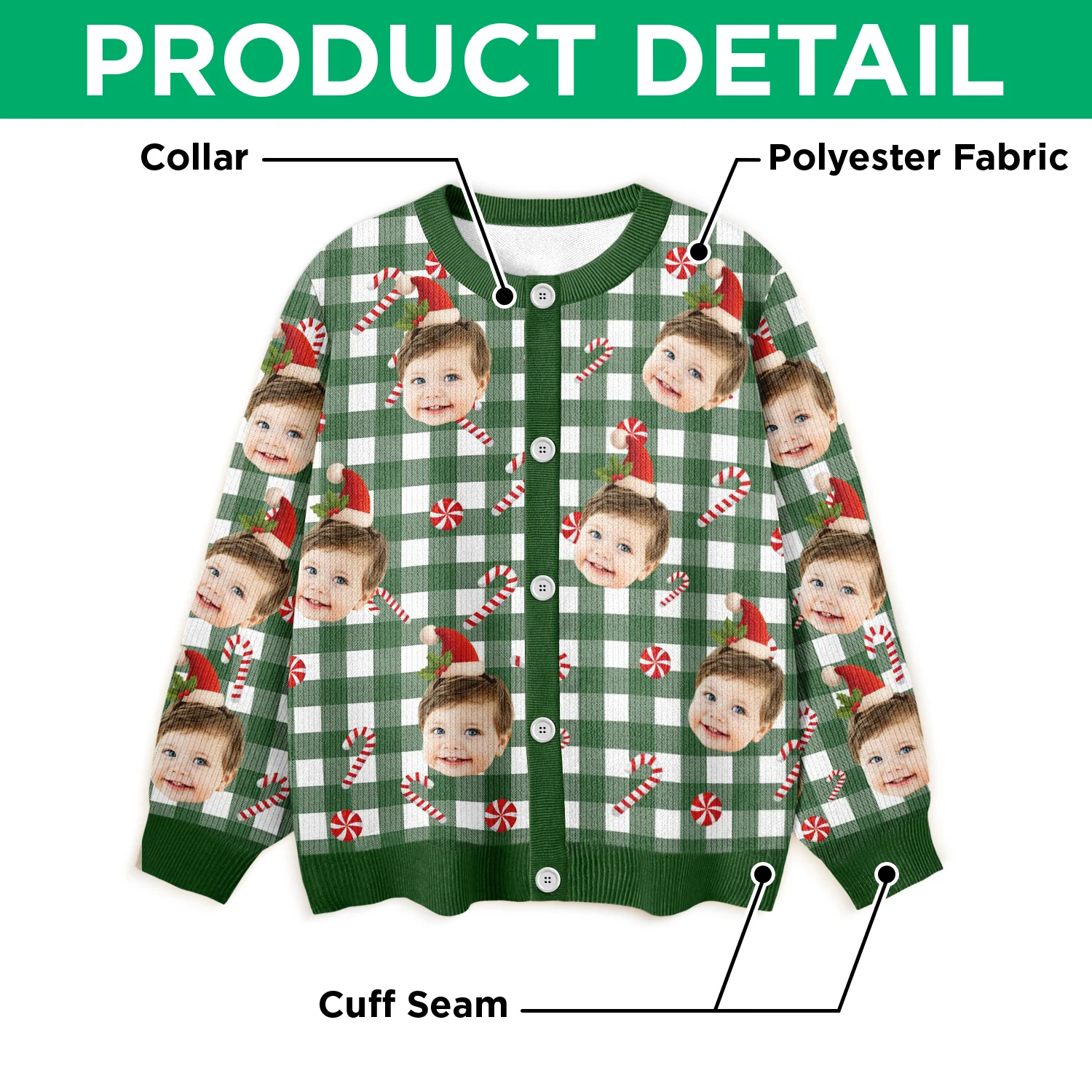 Custom Face Photo Christmas Pattern Cardigan Christmas Gift HO82 900398 - Image 7