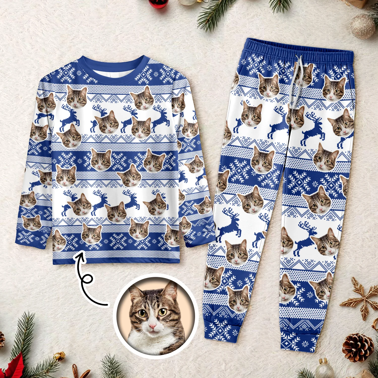 Custom Photo Christmas Cat Sleepwear Xmas Fun HO82 900150 - Image 6