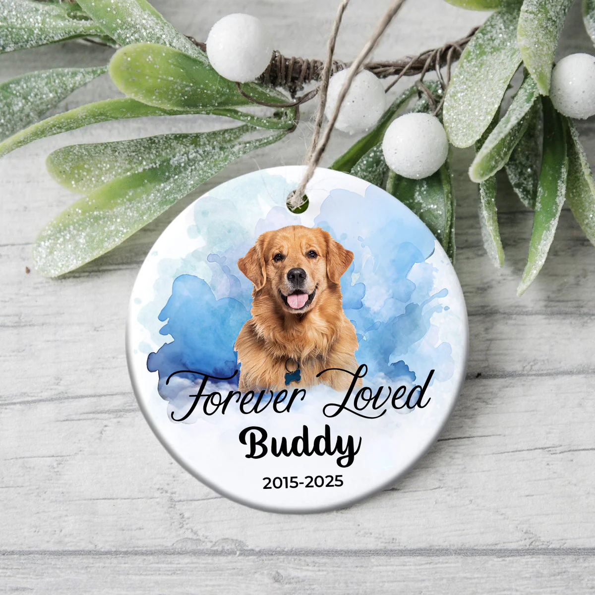 Custom Photo Christmas Forever Loved Dog Memorial Ceramic Ornament CH07 896810 - Image 7