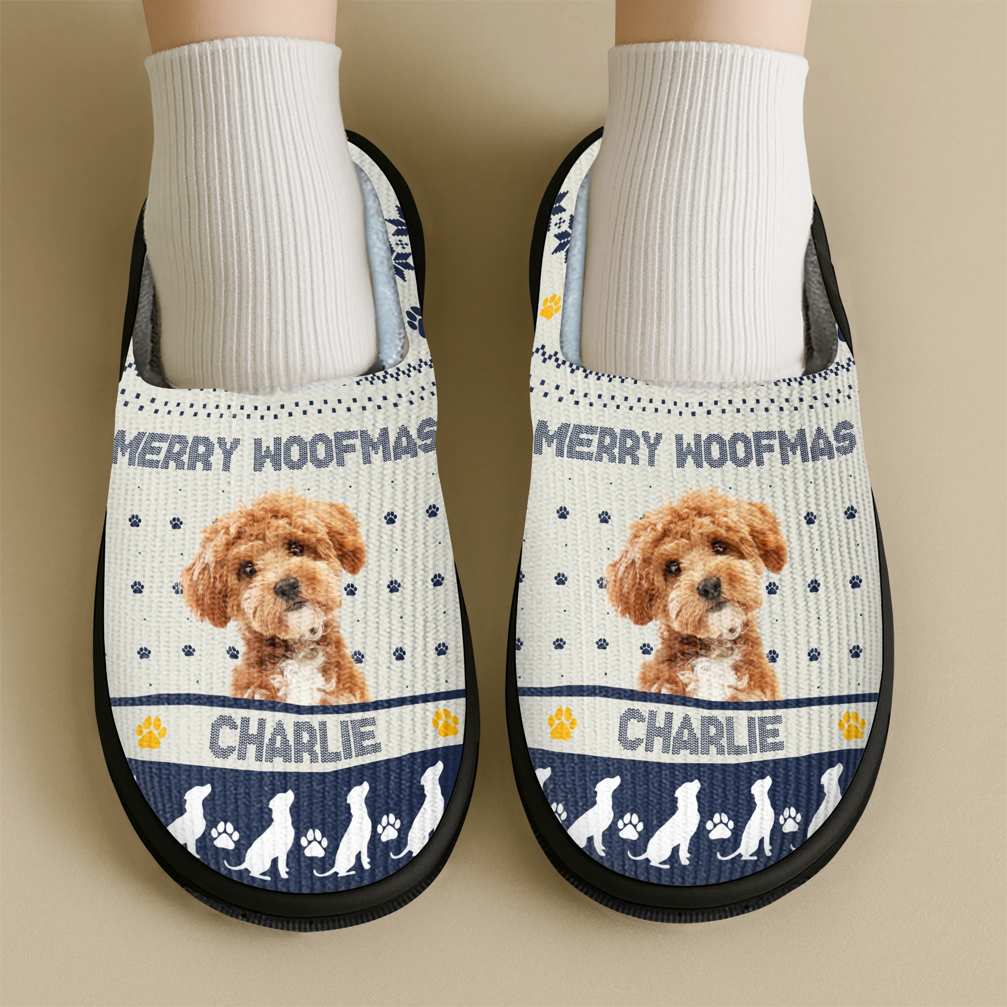 Custom Photo Meowy Christmas Merry Woofmas Dog Cat Slippers HO82 894868 - Image 4