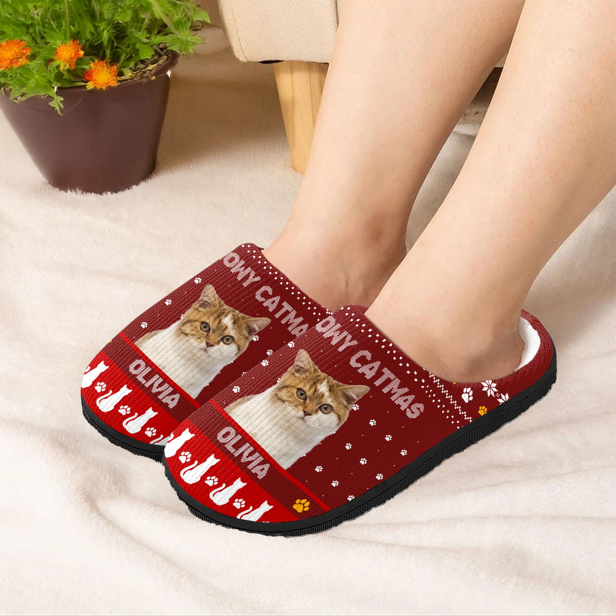 Custom Photo Meowy Christmas Merry Woofmas Dog Cat Slippers HO82 894868 - Image 6