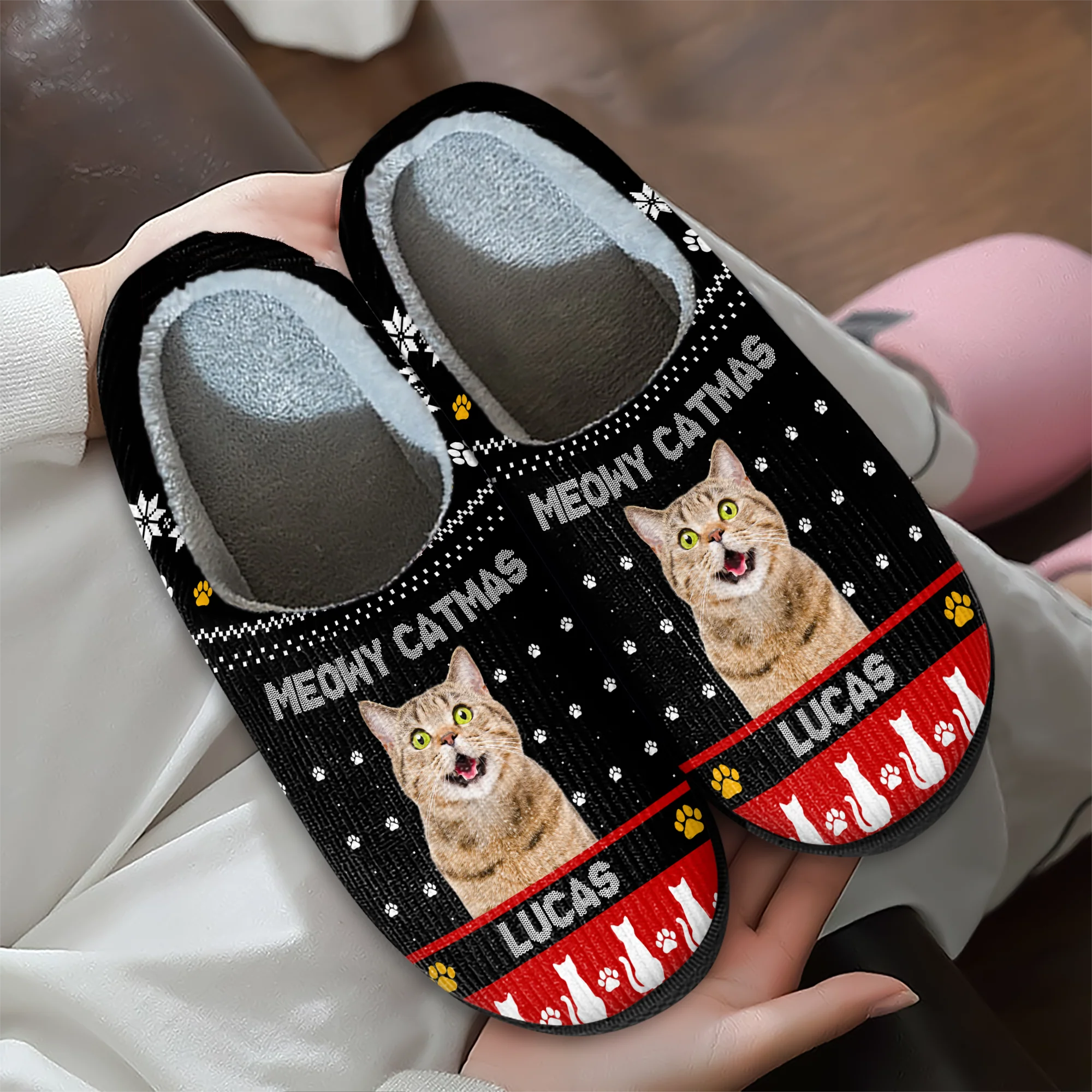 Custom Photo Meowy Christmas Merry Woofmas Dog Cat Slippers HO82 894868 - Image 8