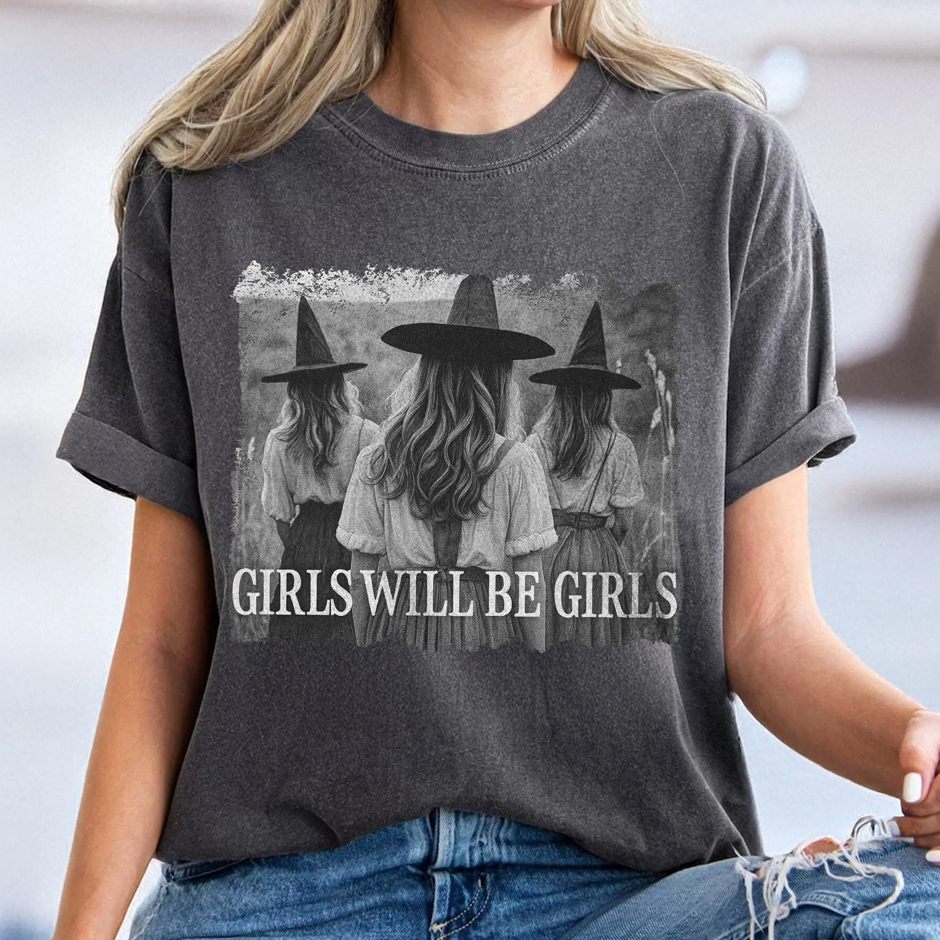Custom Photo Girls Will be Girls Halloween Witch Comfort Shirt, Gift For Bestie, Sisters  HO82 894920 - Image 3