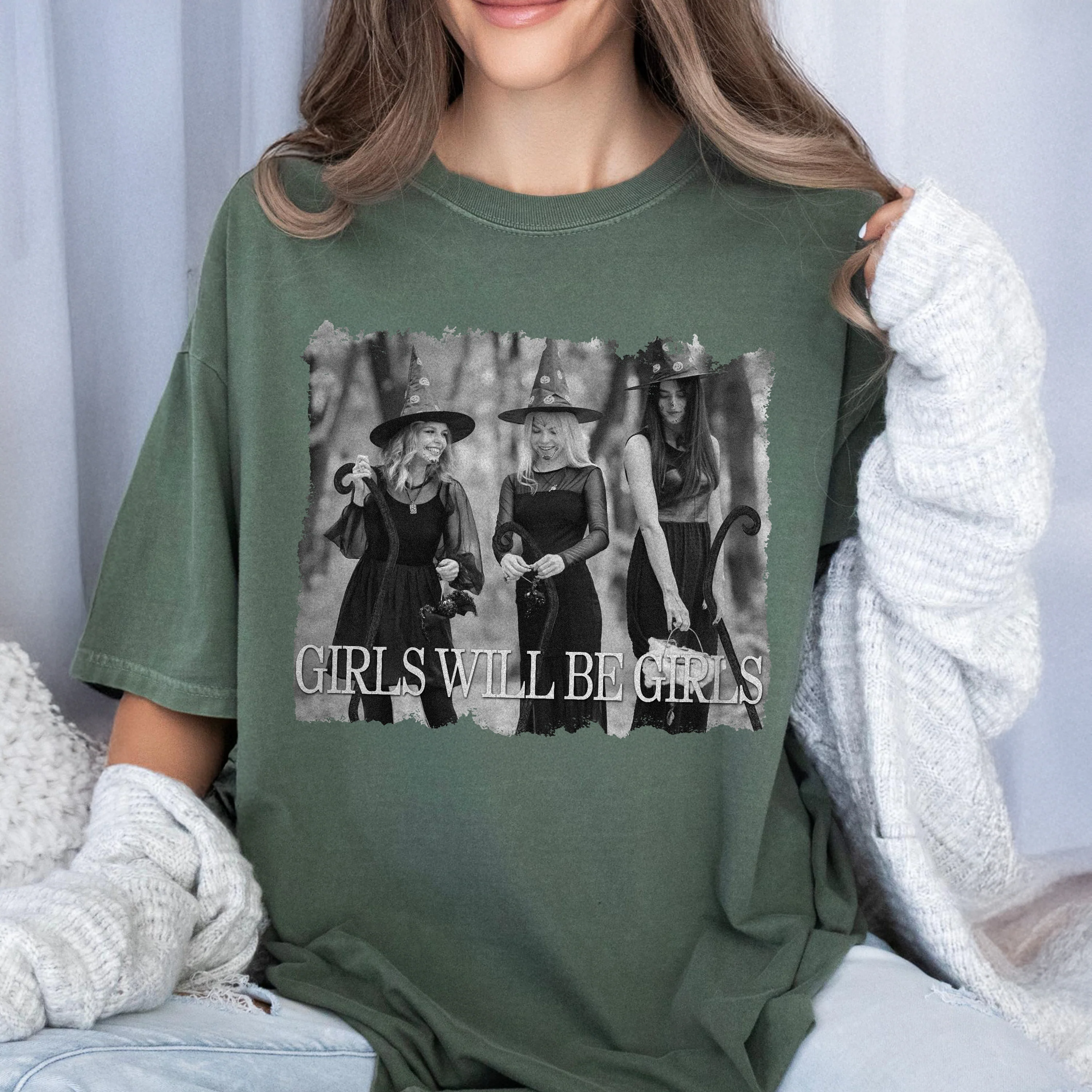 Custom Photo Girls Will be Girls Halloween Witch Comfort Shirt, Gift For Bestie, Sisters  HO82 894920 - Image 4