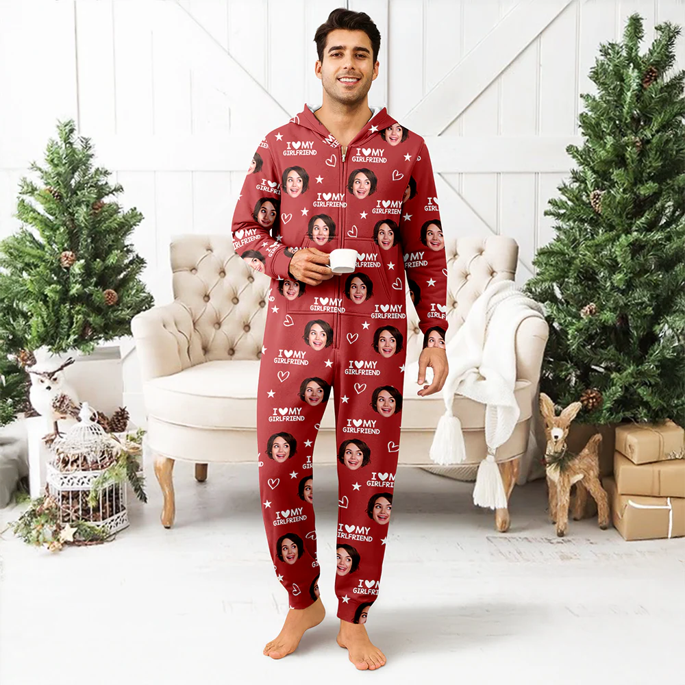 Custom Photo I Love My BoyfriendGirlfriend Valentine's Gift Onesie Pajamas For Couple HO82 900058 - Image 9