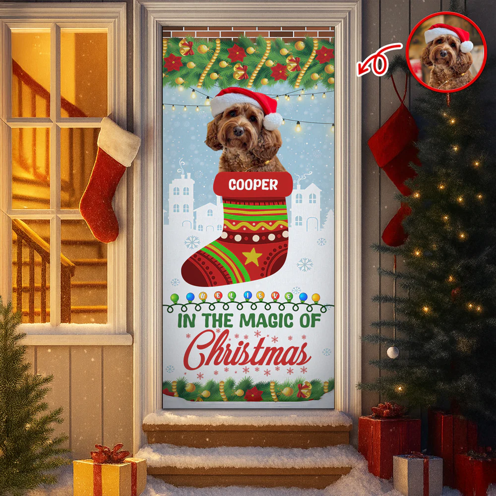 Custom Photo In The Magic Of Christmas Dog Door Cover HO82 900272 - Image 4