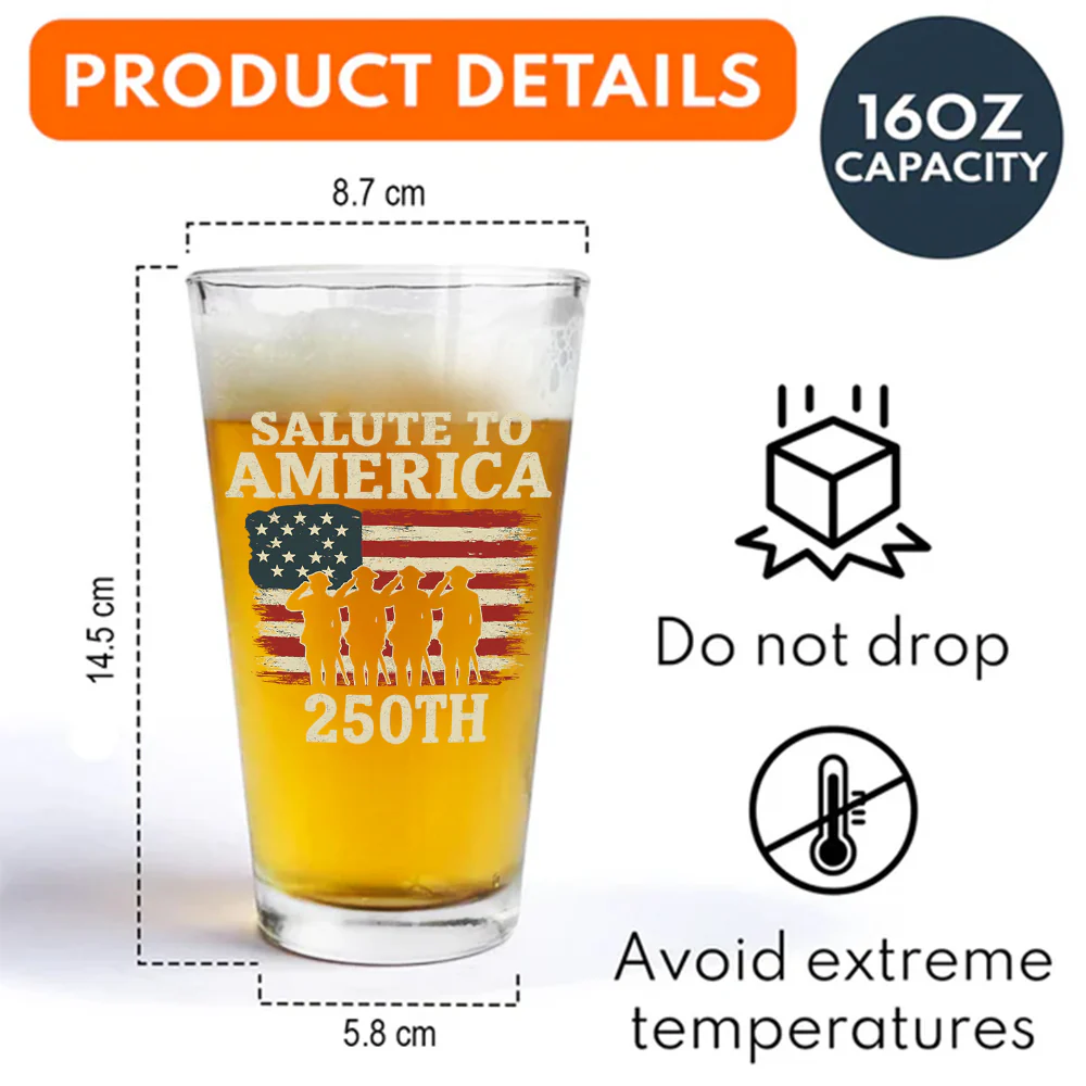 Salute To America Veteran Beer Glass Happy 250th Anniversary of America Gifts CH07 896728 - Image 7