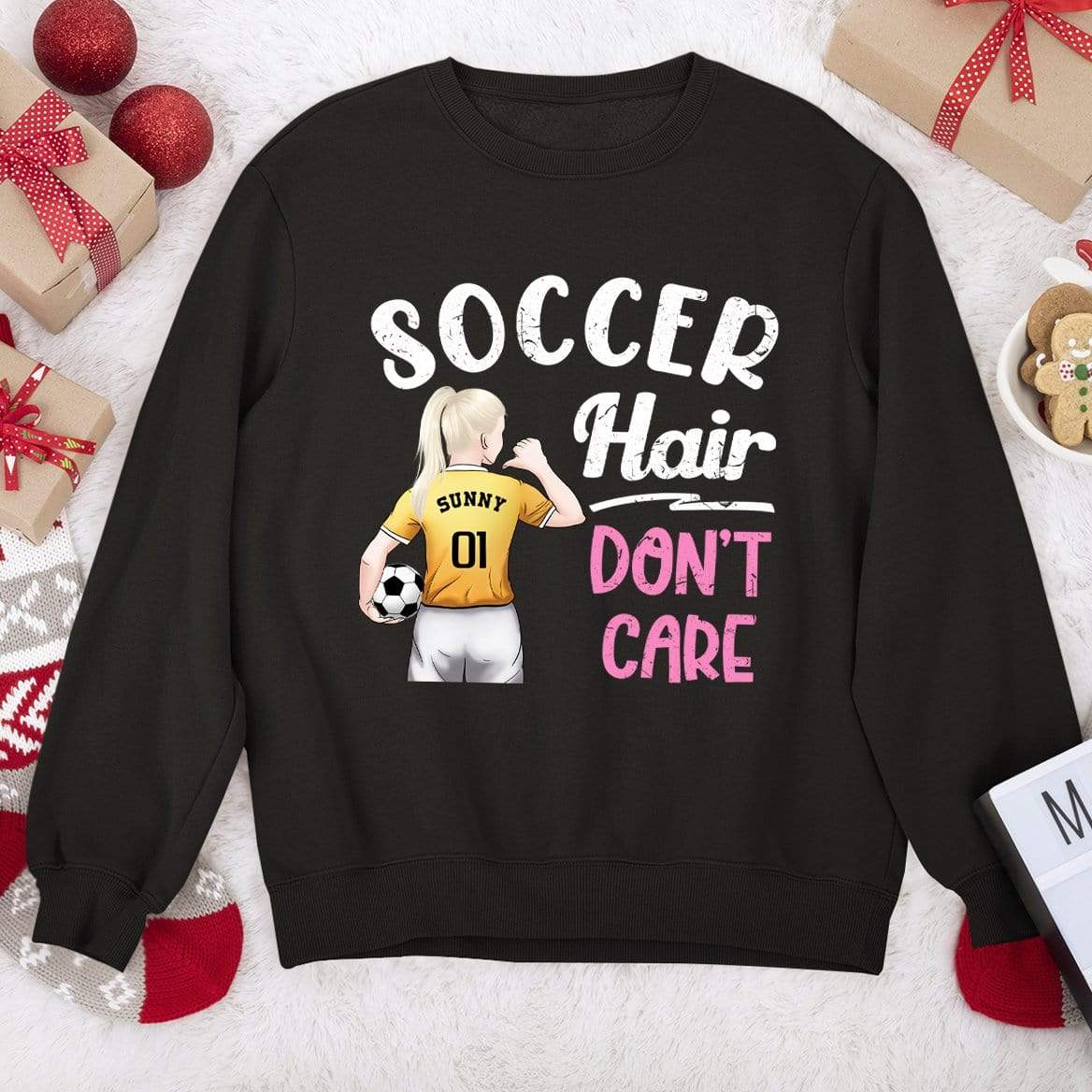 Soccer Hair Don't Care Soccer Girl Shirt - Image 2
