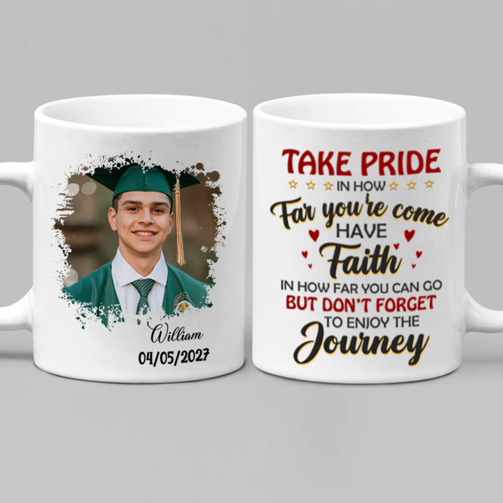 Take Pride Congrats Grad Graduation mug, Upload Photo HN590 - Image 2