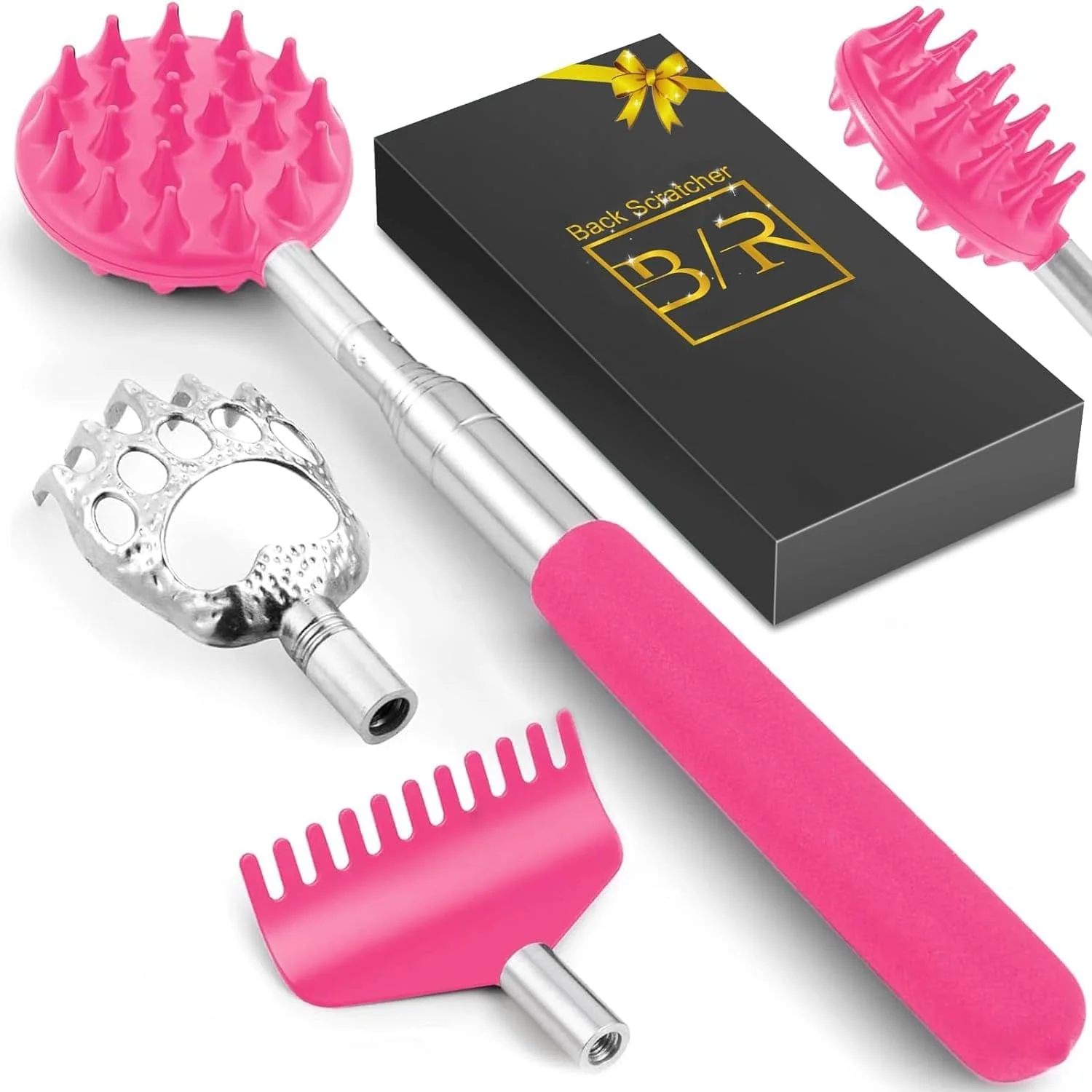 Telescoping Back Scratcher with 3Pcs Detachable Scratching Heads, Back Scratcher for Men/Women,Dual Sides Scratcher/Metal Paw/Rake Scratcher Fathers Day Dad Gifts for Men Husband - Image 9