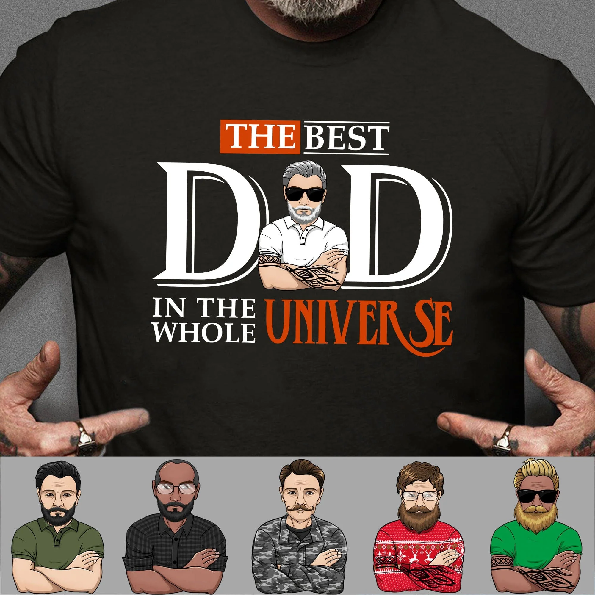 The Best Dad In The Whole Universe Personalized Custom Father's Day Birthday Dark Shirt C335