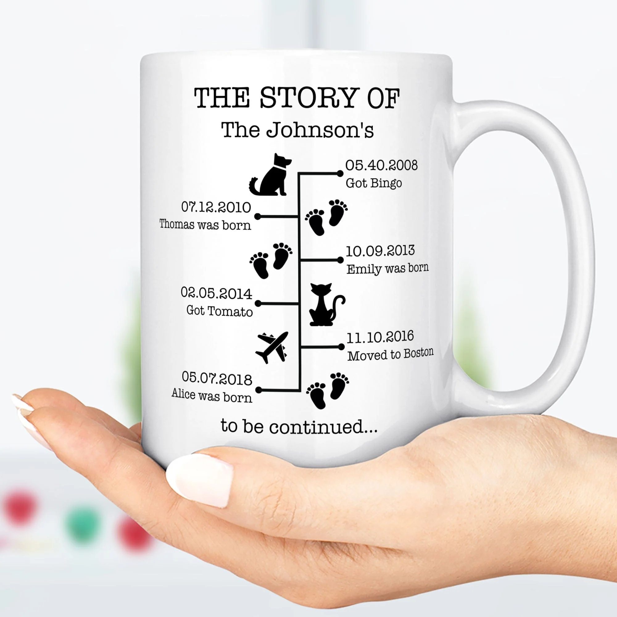 The Story Of Us Timeline, Gift For Husband, Gift For Wife, Personalized Custom Photo Anniversary Mug C366 - Image 5