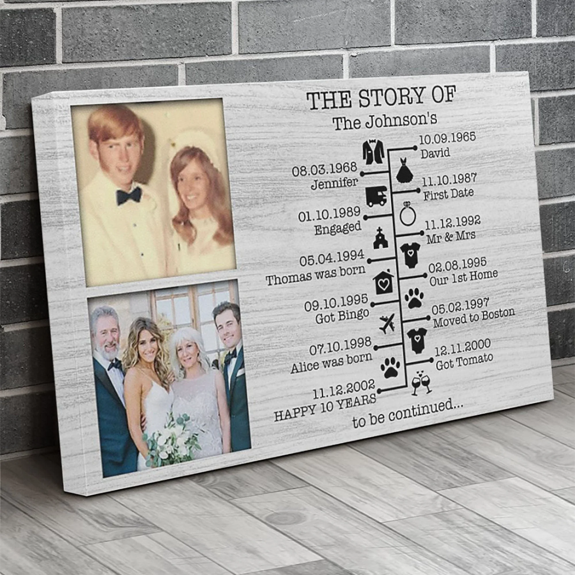 The Story Of Us Timeline, Gift For Husband, Gift For Wife, Personalized Custom Photo Anniversary Print Canvas C366 - Image 2