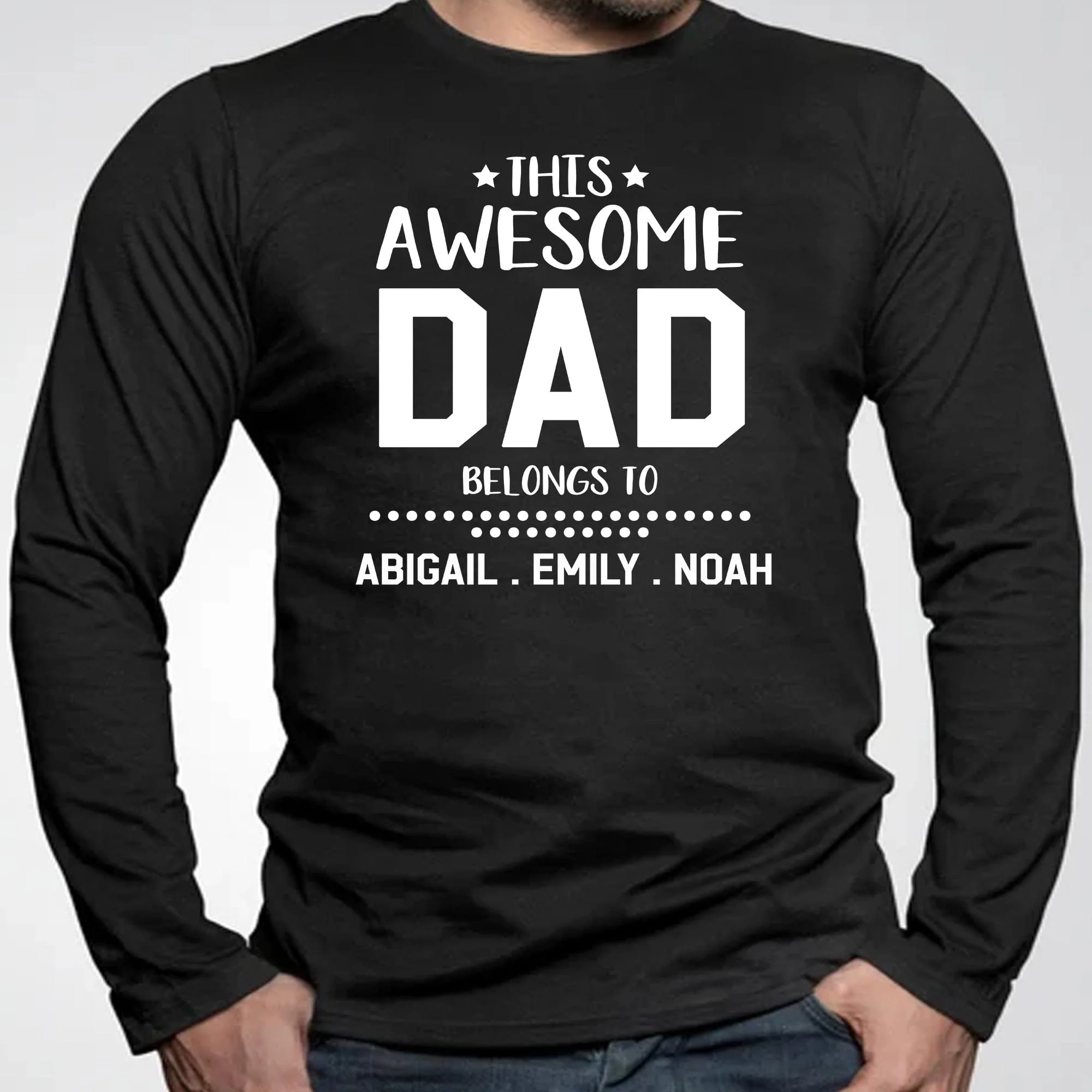This Awesome Dad Belongs To Personalized Custom Father's Day Shirt - Image 4