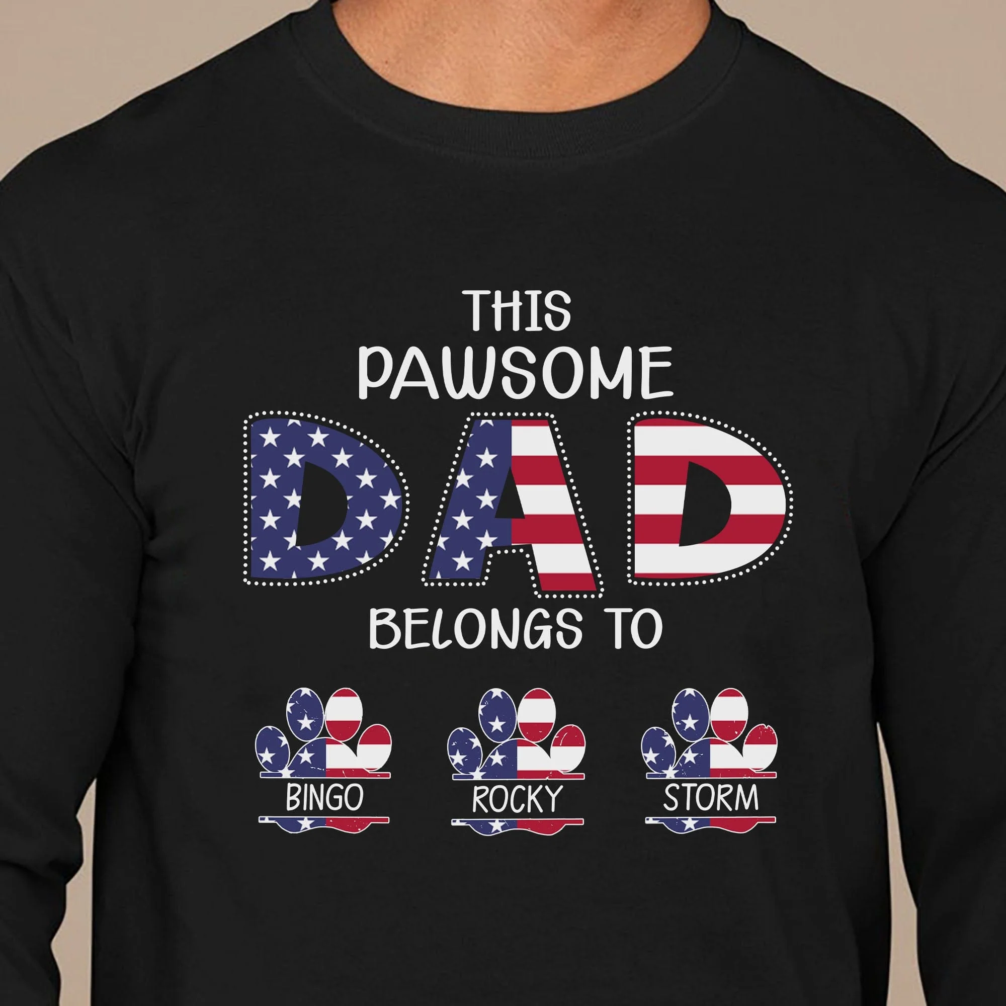 This Pawsome Dad Belongs To Personalized Custom American Dog Dad Shirt C305 - Image 4