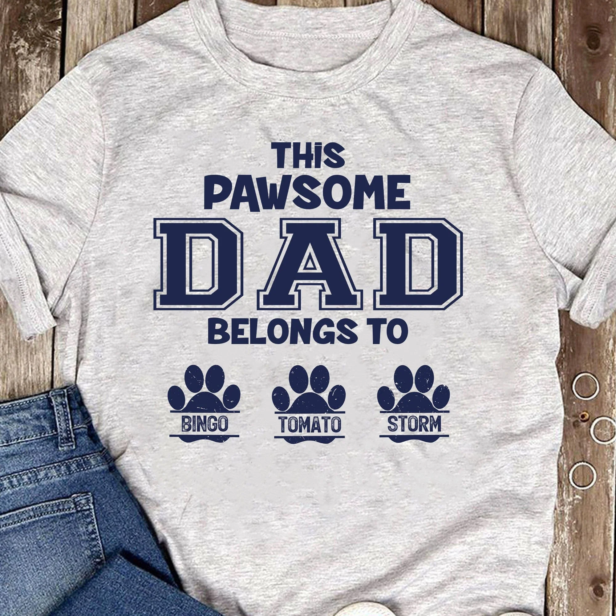 This Pawsome Dad Belongs To Personalized Custom Dog Dad Cat Pet Bright Shirt C305
