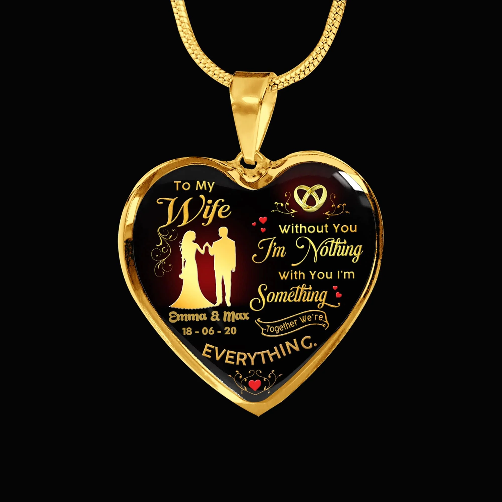 To My Wife Custom Heart Necklace - Image 2
