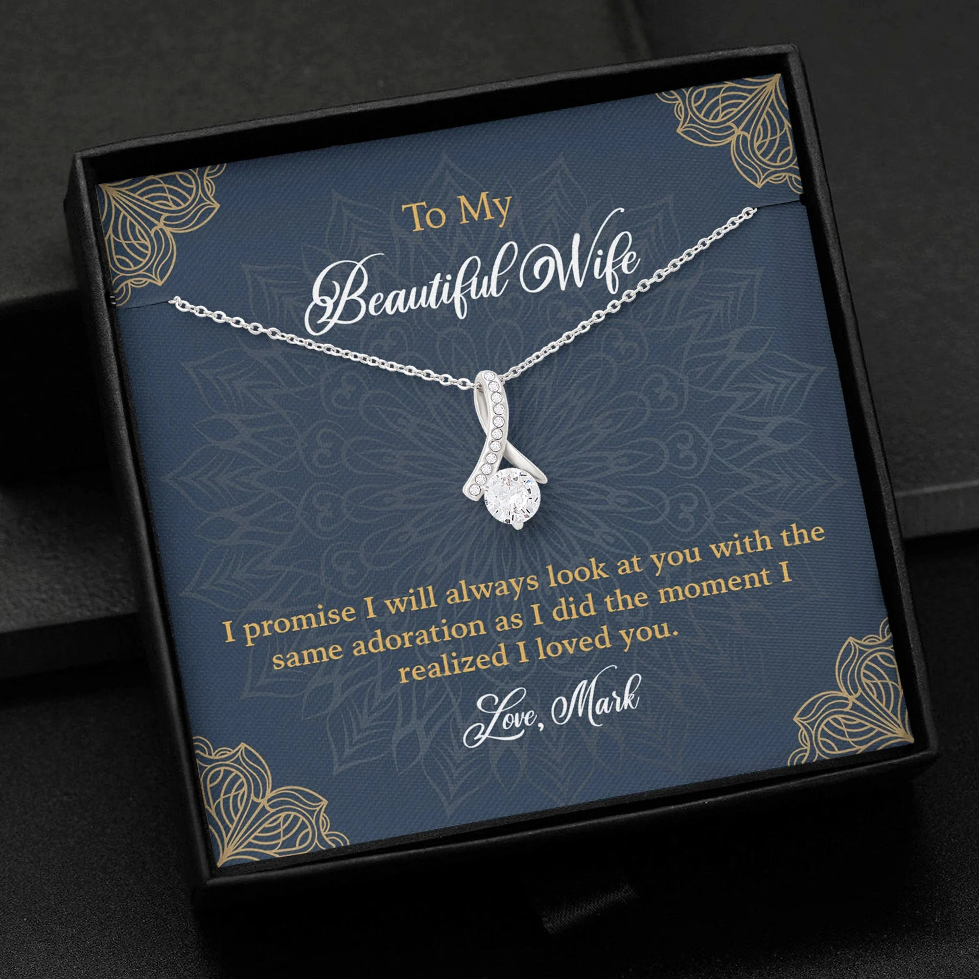 To My Wife Girlfriend Personalized Message Card Necklace T125 - Image 2