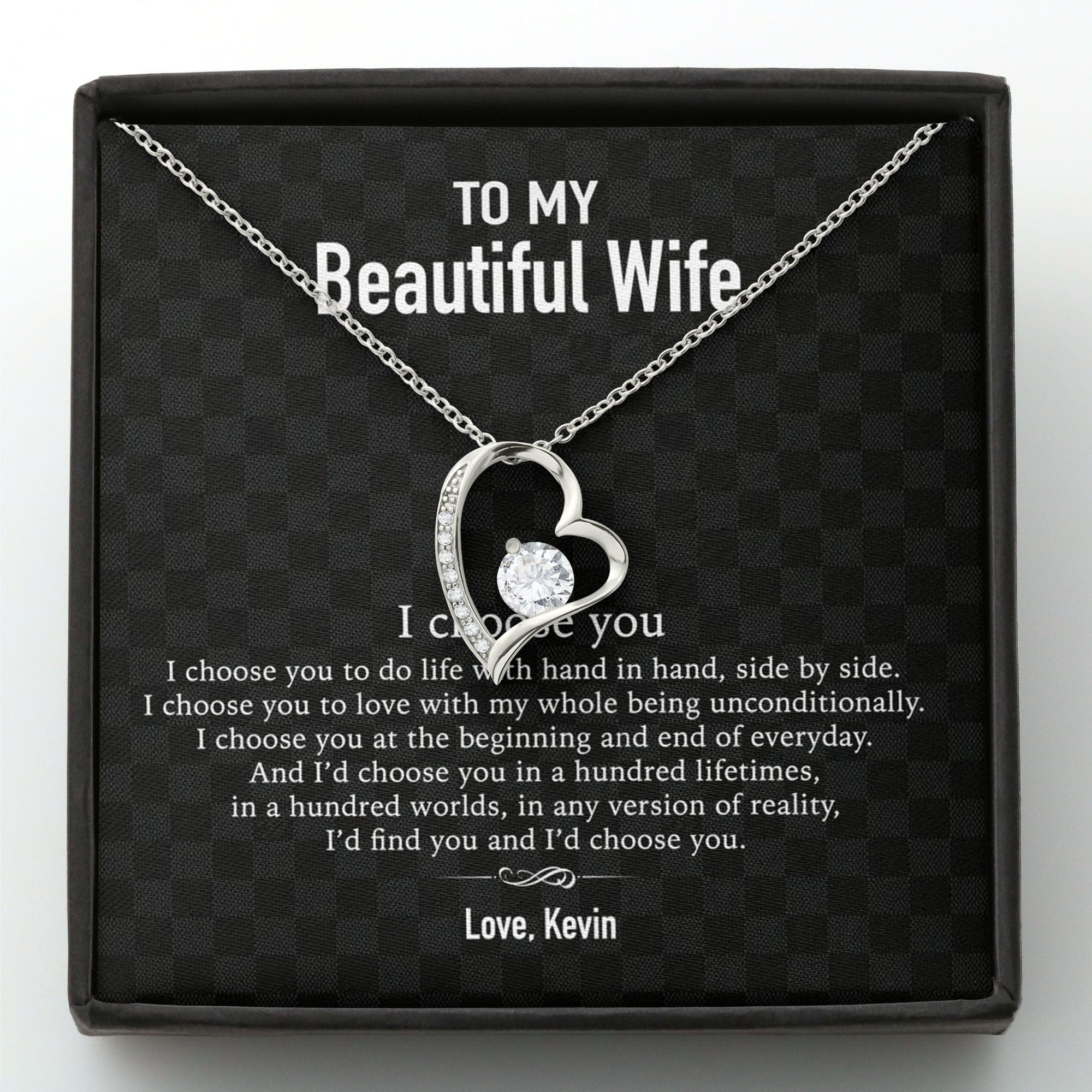 To My Wife Girlfriend Personalized Message Card Necklace T89 - Image 2