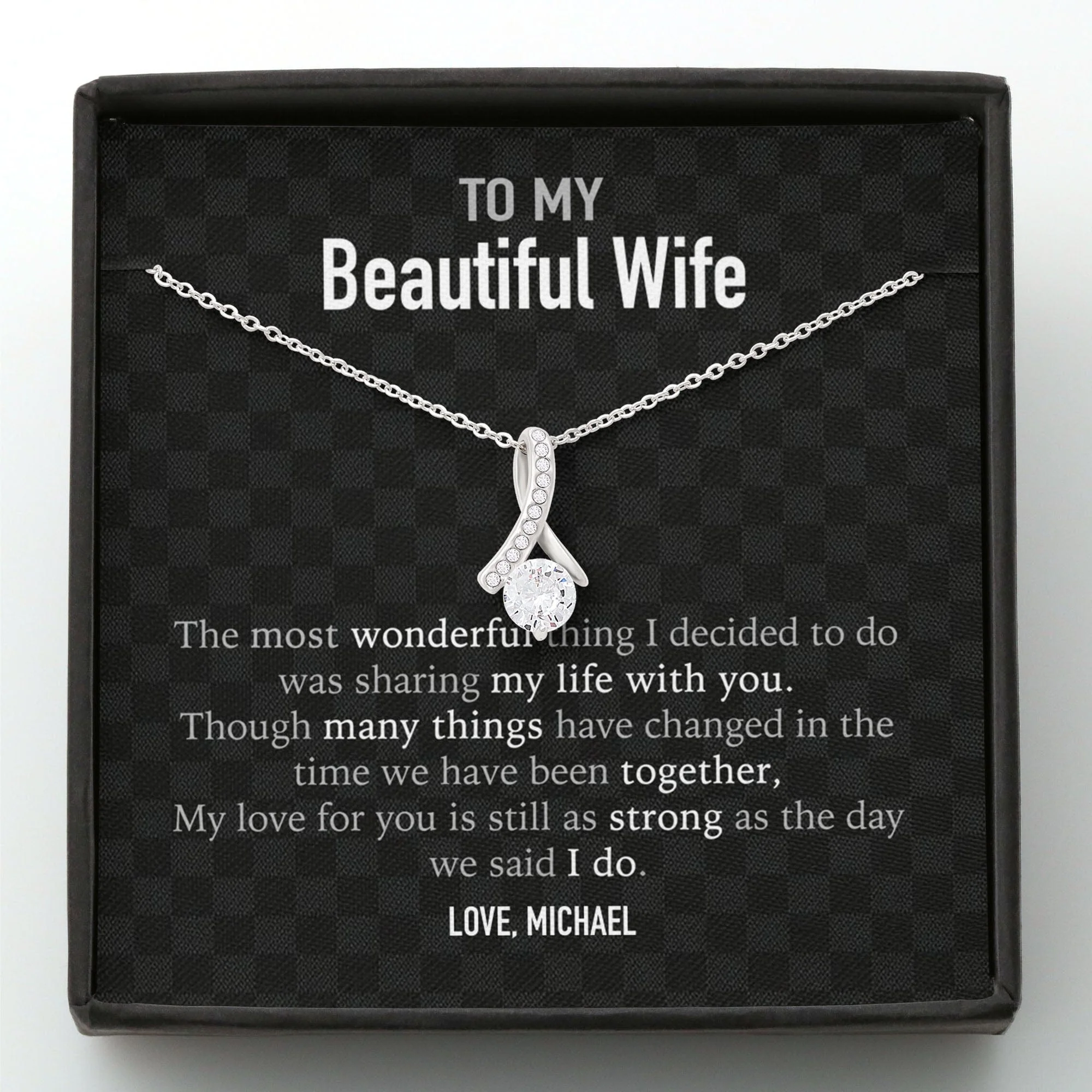 To My Wife Personalized Message Card Necklace 898876 - Image 3