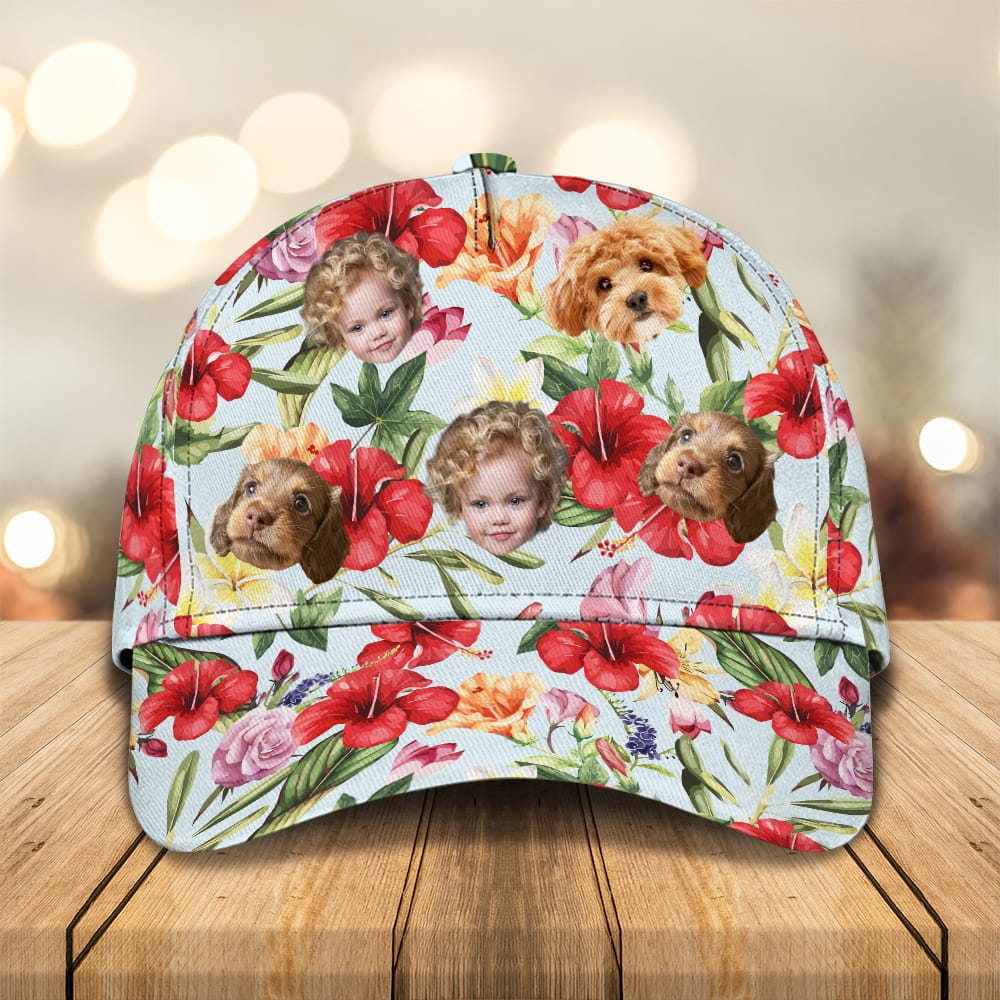 Upload Dog Cat Family Photo With Pattern Classic Cap DM01 891121 - Image 3
