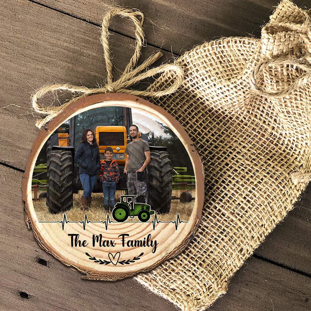 Upload Farming photo Farmer Ornament Wood Slice HN590 - Image 2