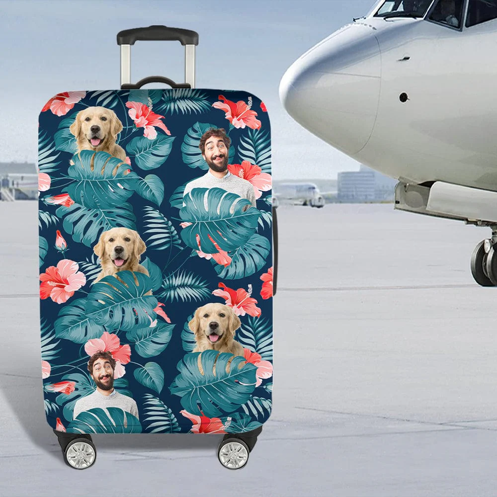 Upload Photo Dog And Face Hawaiian Luggage Cover TA29 889424 - Image 3