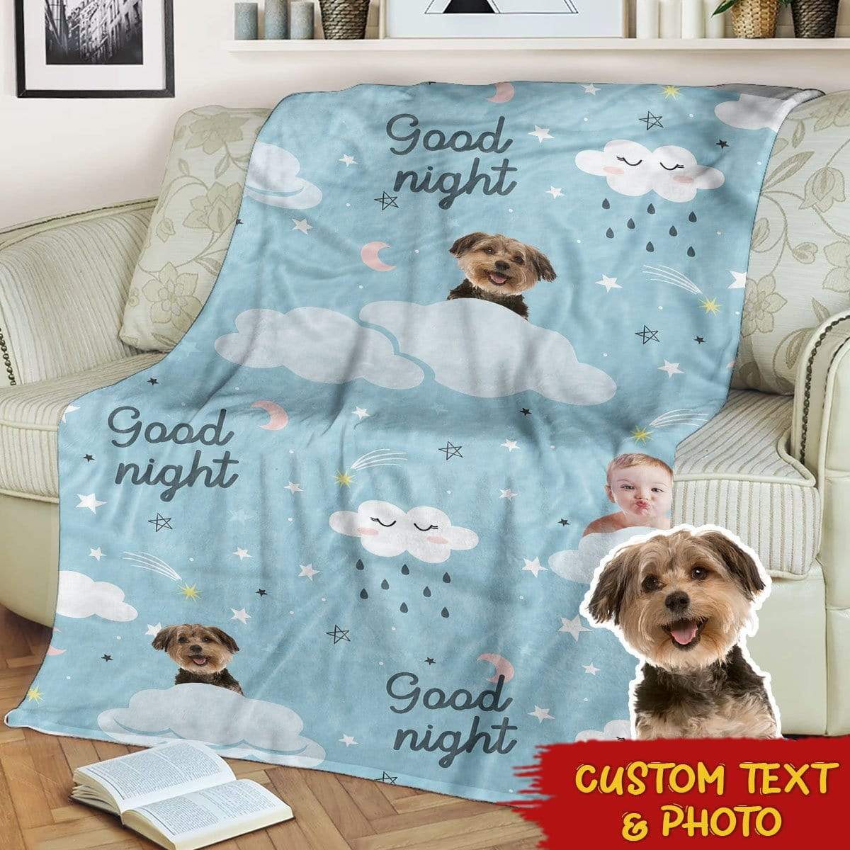 Upload Photo Goodnight Dog Blanket 891607