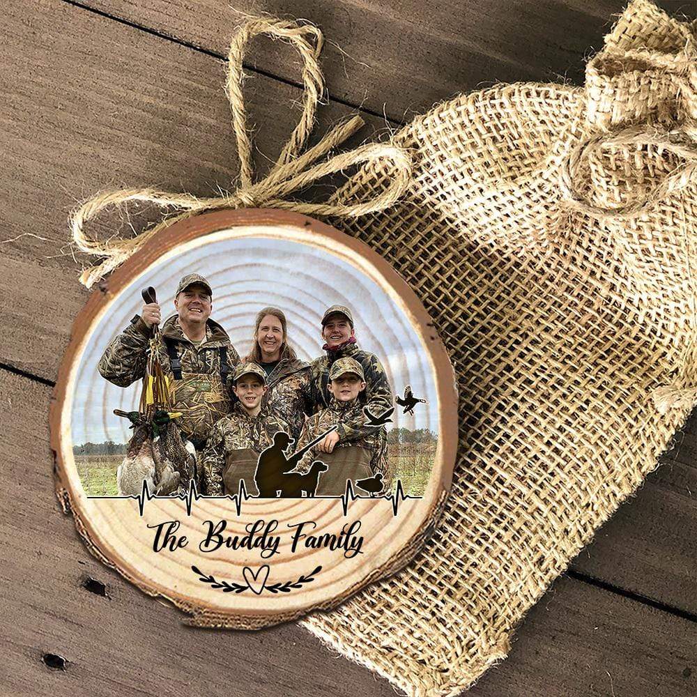 Upload photo Ormanet For Duck Hunter, Christmas Wood Slice Ornament, HN590 - Image 2