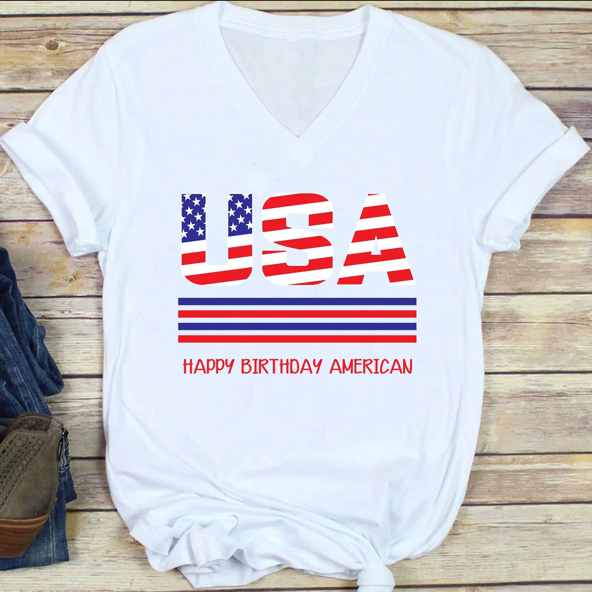 Usa Flag 4th of July Personalized Custom Shirt H392 - Image 5