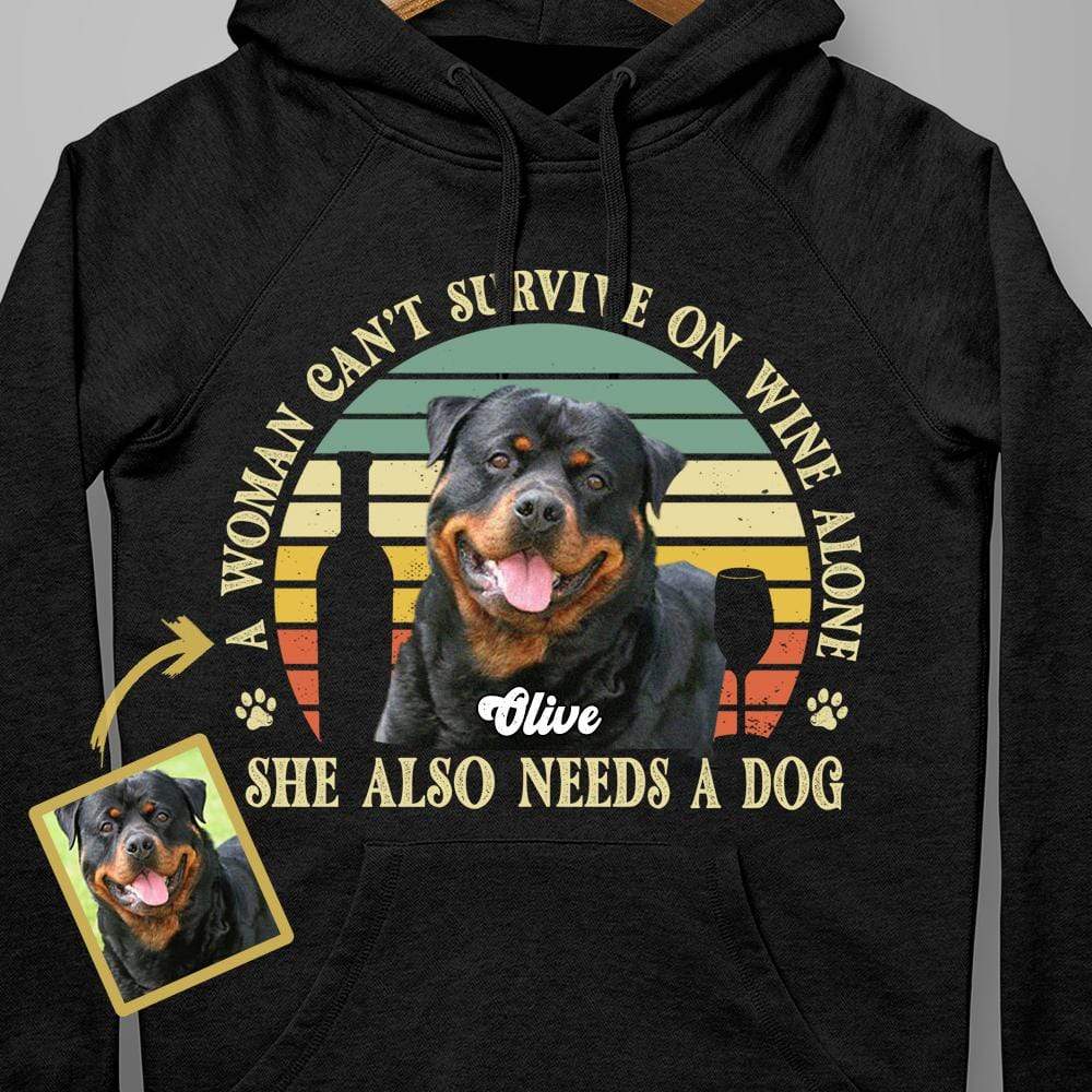 A Woman Cannot Survive On Wine Alone Dog Shirt - Image 3