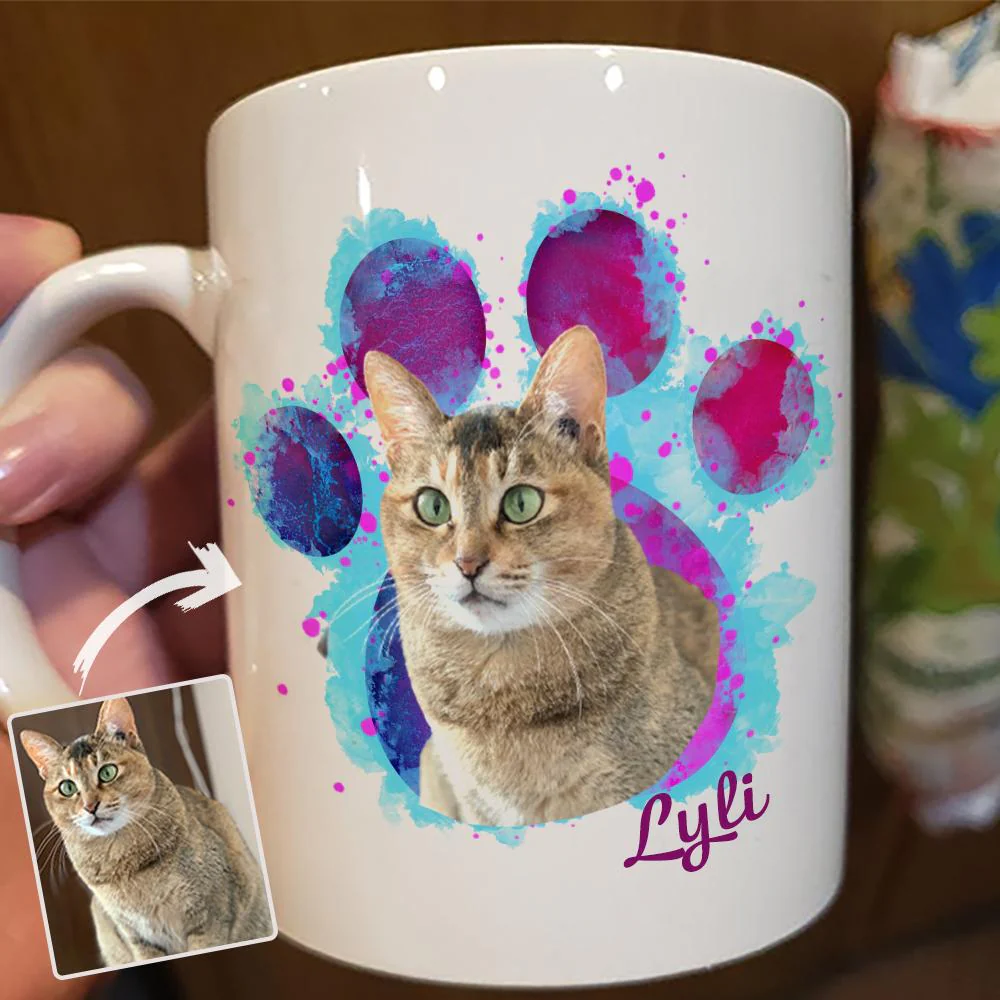 Dog Cat Galaxy Paw Print Photo Dog Coffee Mug - Image 3