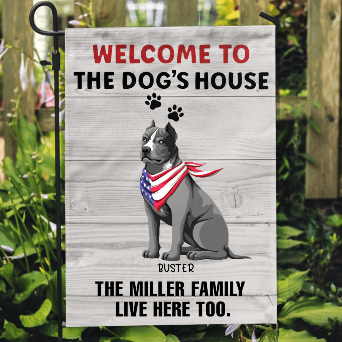 Welcome to The Dogs House Valiant Dog Garden Flag - Image 3